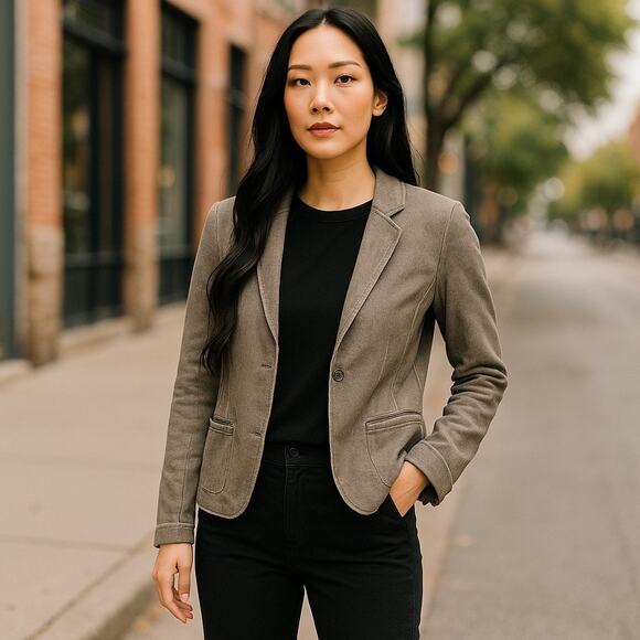 Women’s Minimalist Tandem Blazer Slim Fit 36 Grey Small Made in Italy - Picture 1 of 6